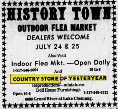 Country Store of Yesteryear (History Town) - July 1976 Ad